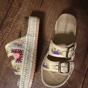 BAMBOO Colorful Embroidered Buckle Sandals 5-5.5